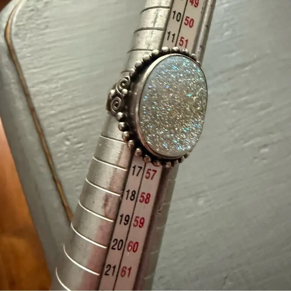 925 Sterling Silver SAJEN Druzy Ring Size 7